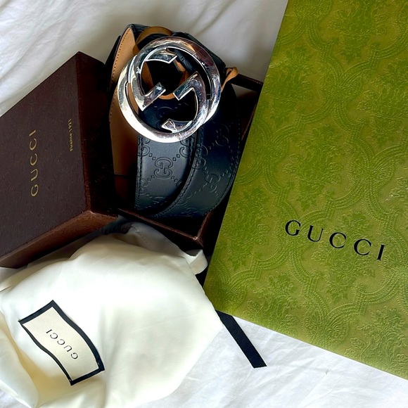 Gucci GG Canvas ssima interlocking Belt Black 114984 - Picture 3 of 9